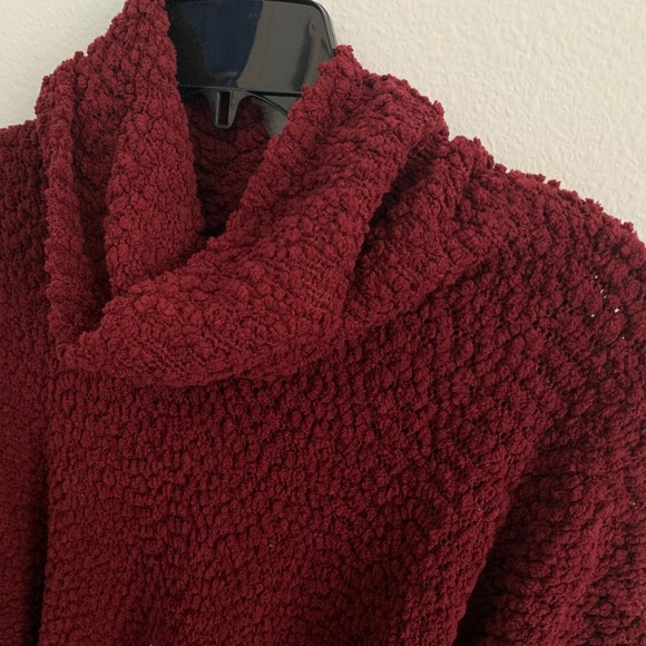 Maroon Cowl Neck Poncho - Picture 2 of 2
